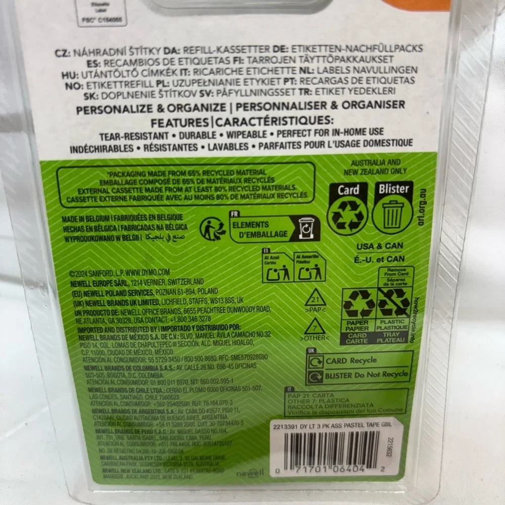 New Dymo Pastel Label Refills Pack/ strawberry cream pistachio & daydream